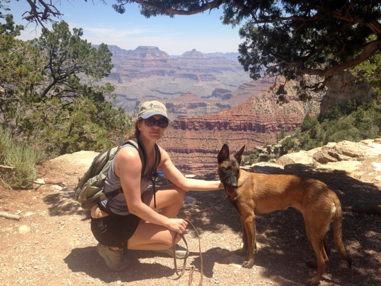 Me and Arya taking a break from hiking in the Grand Canyon National Park